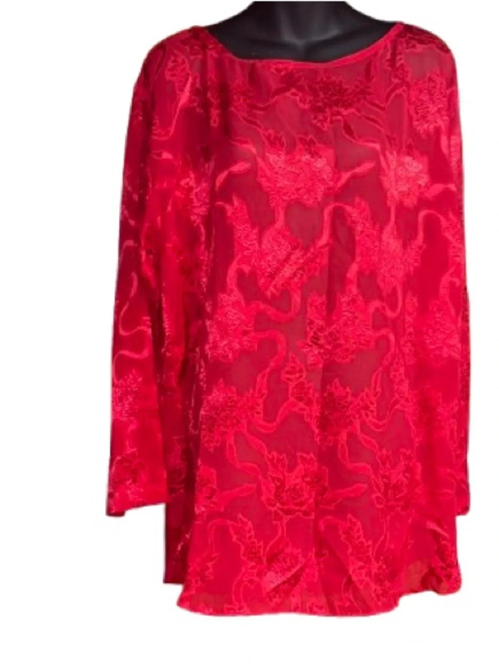 Victoria's Secret Gold Label semi-sheer floral burnout blouse sleep shirt large - Picture 2 of 11